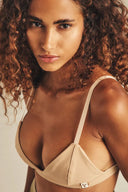 Faux Leather Bralette - Sand