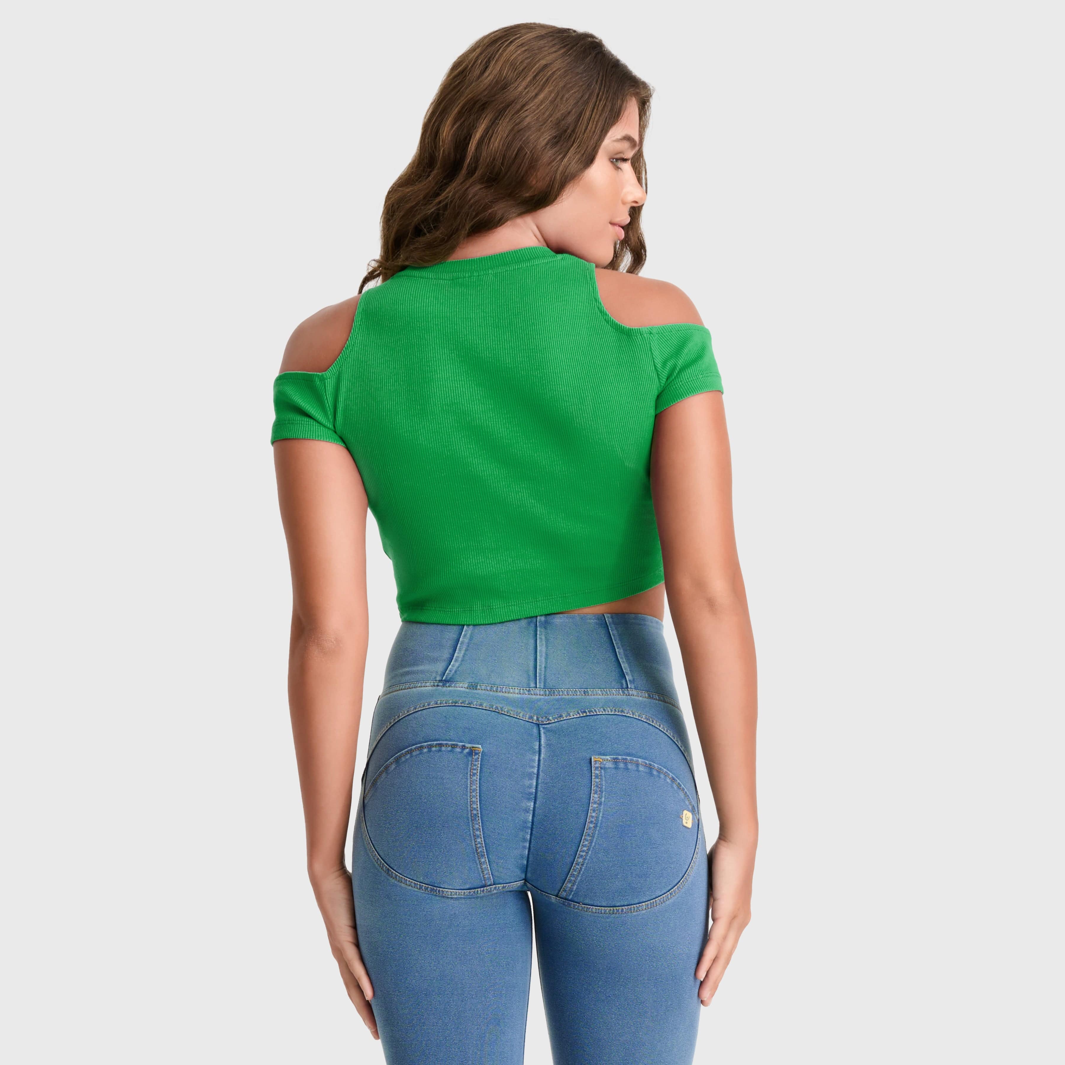 Cropped Cut Out T Shirt - Green 3