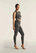 Cropped Tank Criss Cross Detail - Dark Grey Denim