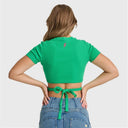 Cropped Wrap Around T Shirt - Green