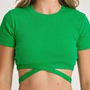 Cropped Wrap Around T Shirt - Green