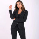 Made In Italy Pinstripe Suit Blazer - Black + White