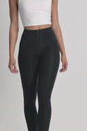 WRUP Denim - High Waisted - Petite Length - Black + Black Stitching
