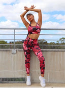 Superfit All Over Flower Print - Super High Waisted - Petite Length - Bordeaux