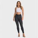 WRUP Biker Denim - Super High Waisted - Petite Length - Black + Black Stitching