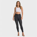 WRUP Biker Denim - Super High Waisted - Petite Length - Black + Black Stitching