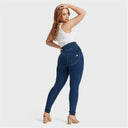 WRUP Curvy Denim - Zip High Waisted - Full Length - Dark Blue + Yellow Stitching