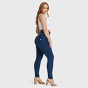 WRUP Curvy Denim - Zip High Waisted - Full Length - Dark Blue + Yellow Stitching
