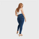 WRUP Curvy Denim - Zip High Waisted - Full Length - Dark Blue + Yellow Stitching