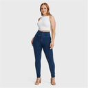 WRUP Curvy Denim - Zip High Waisted - Full Length - Dark Blue + Yellow Stitching