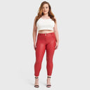WRUP Curvy Faux Leather - High Waisted - Petite Length - Red