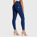 WRUP Denim - 3 Button High Waisted - Petite Length - Dark Blue + Yellow Stitching