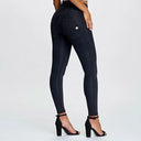 WRUP Denim - High Waisted - Petite Length - Black + Black Stitching