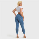 WRUP Denim - High Waisted - Petite Length - Light Blue + Blue Stitching
