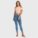 WRUP Denim - High Waisted - Petite Length - Light Blue + Yellow Stitching