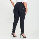 WRUP Denim - High Waisted - Full Length - Black + Black Stitching