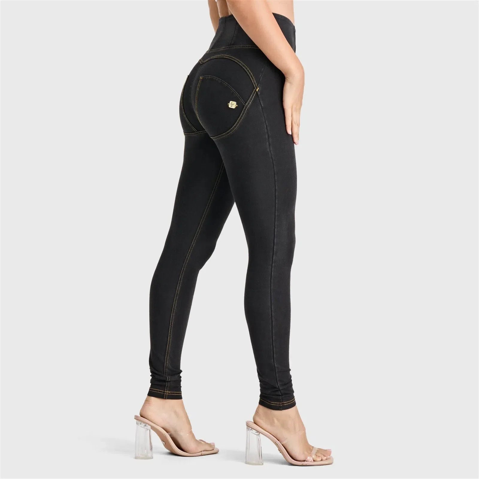 WRUP Denim - High Waisted - Full Length - Black + Yellow