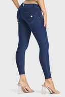 WRUP Denim - Low Rise - Petite Length - Dark Blue + Blue Stitching