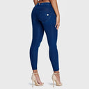 WRUP Denim - Mid Rise - Petite Length - Dark Blue + Blue Stitching