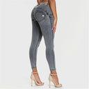 WRUP Denim - Mid Rise - Petite Length - Grey + Yellow Stitching