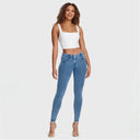 WRUP Denim - Mid Rise - Petite Length - Light Blue + Blue Stitching
