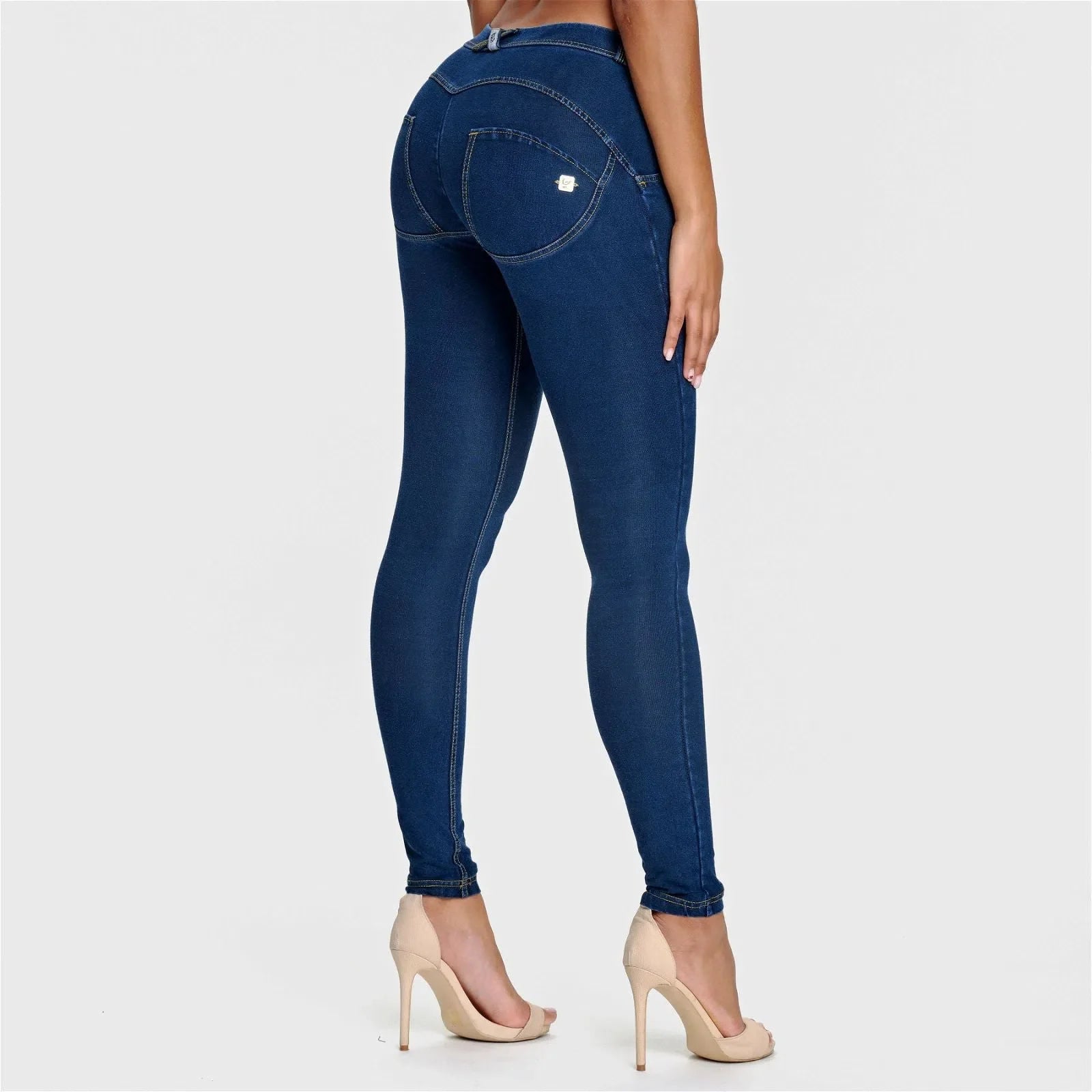 Freddy WR.UP Dark Blue Jeans, Yellow Stitching, mid rise