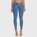 WRUP Denim - Mid Rise - Full Length - Light Blue + Blue Stitching