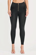WRUP Denim with Feature Seam - High Waisted - Petite Length - Black + Black Stitching