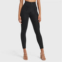 WRUP Denim With Front Pockets - Super High Waisted - Petite Length - Black + Black Stitching