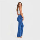 WRUP Denim With Front Pockets - Super High Waisted - Flare - Cobalt Blue + Blue Stitching
