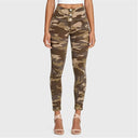 WRUP Fashion 3 Button - High Waisted - Petite Length - Brown Camo