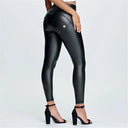 WRUP Faux Leather - High Waisted - Petite Length - Black