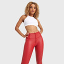 WRUP Faux Leather - High Waisted - Petite Length - Red