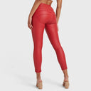 WRUP Faux Leather - High Waisted - Petite Length - Red