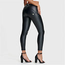 WRUP Faux Leather - Mid Rise - Petite Length - Black