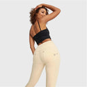 WRUP SNUG Distressed Jeans - High Waisted - Petite Length - Beige