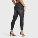 WRUP SNUG Jeans - High Waisted - Petite Length - Black + Black Stitching