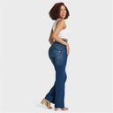 WRUP SNUG Jeans - High Waisted - Flare - Dark Blue + Blue Stitching