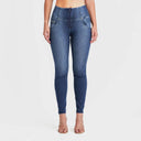 WRUP SNUG Jeans - High Waisted - Full Length - Dark Blue + Blue Stitching
