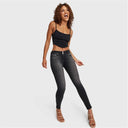 WRUP SNUG Jeans - Mid Rise - Full Length - Black + Black Stitching