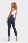 WR.UP® Denim With Front Pockets - Super High Waisted - Petite Length - Dark Blue + Blue Stitching 9