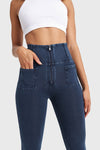 WR.UP® Denim With Front Pockets - Super High Waisted - Petite Length - Dark Blue + Blue Stitching 12