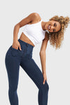 WR.UP® Denim With Front Pockets - Super High Waisted - Petite Length - Dark Blue + Blue Stitching 4