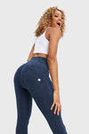 WR.UP® Denim With Front Pockets - Super High Waisted - Petite Length - Dark Blue + Blue Stitching 3