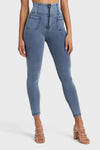 WR.UP® Denim With Front Pockets - Super High Waisted - Petite Length - Light Blue + Blue Stitching 1