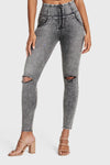 WR.UP® SNUG Ripped Jeans - High Waisted - Full Length - Grey Stonewash + Grey Stitching 6