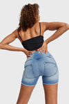WR.UP® SNUG Jeans - High Waisted - Shorts - Light Blue + Blue Stitching 4