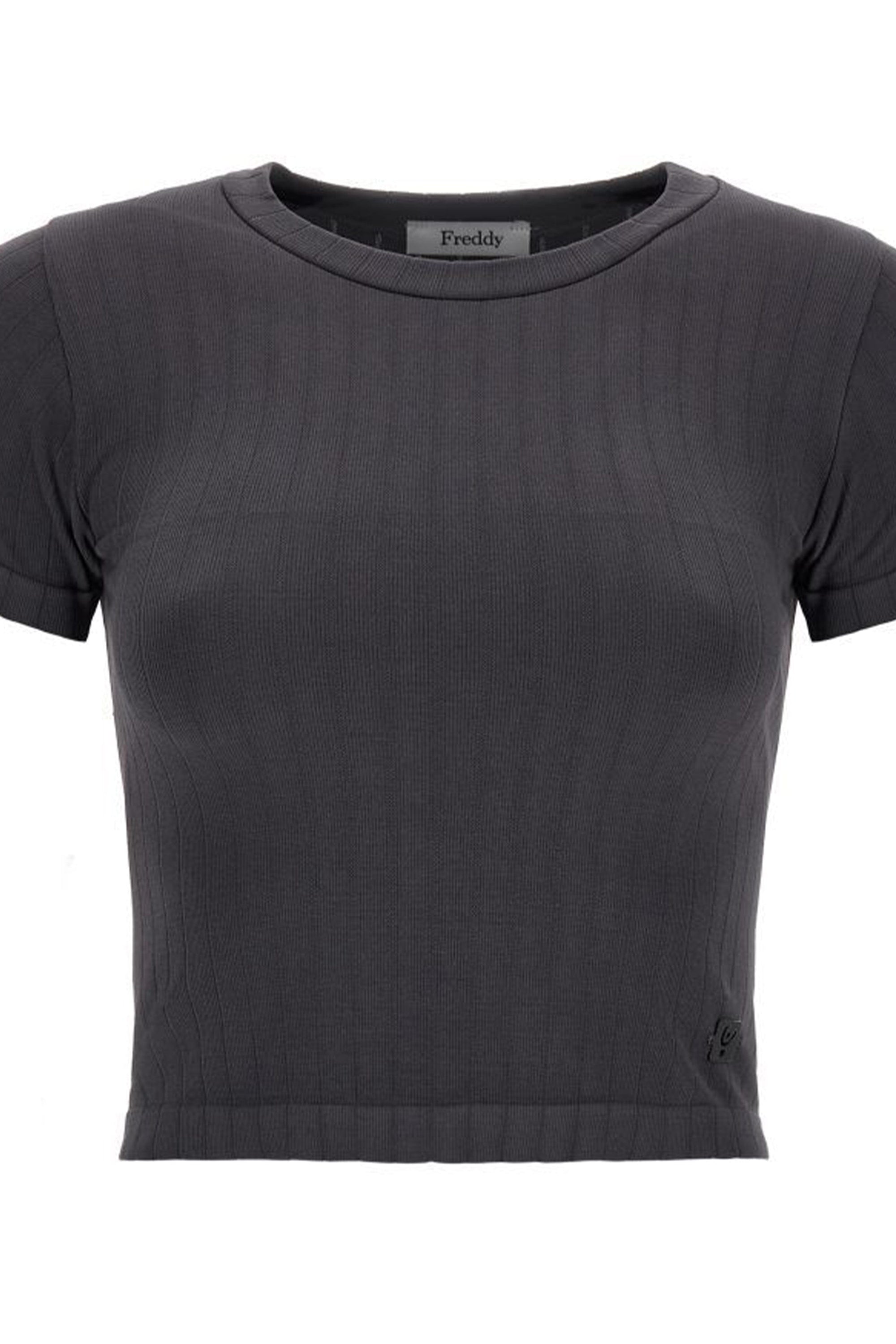 Ribbed T Shirt - Charcoal 2