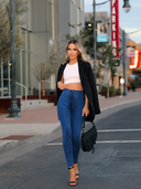 WRUP Denim - High Waisted - Ankle Length - Cobalt Blue + Blue Stitching