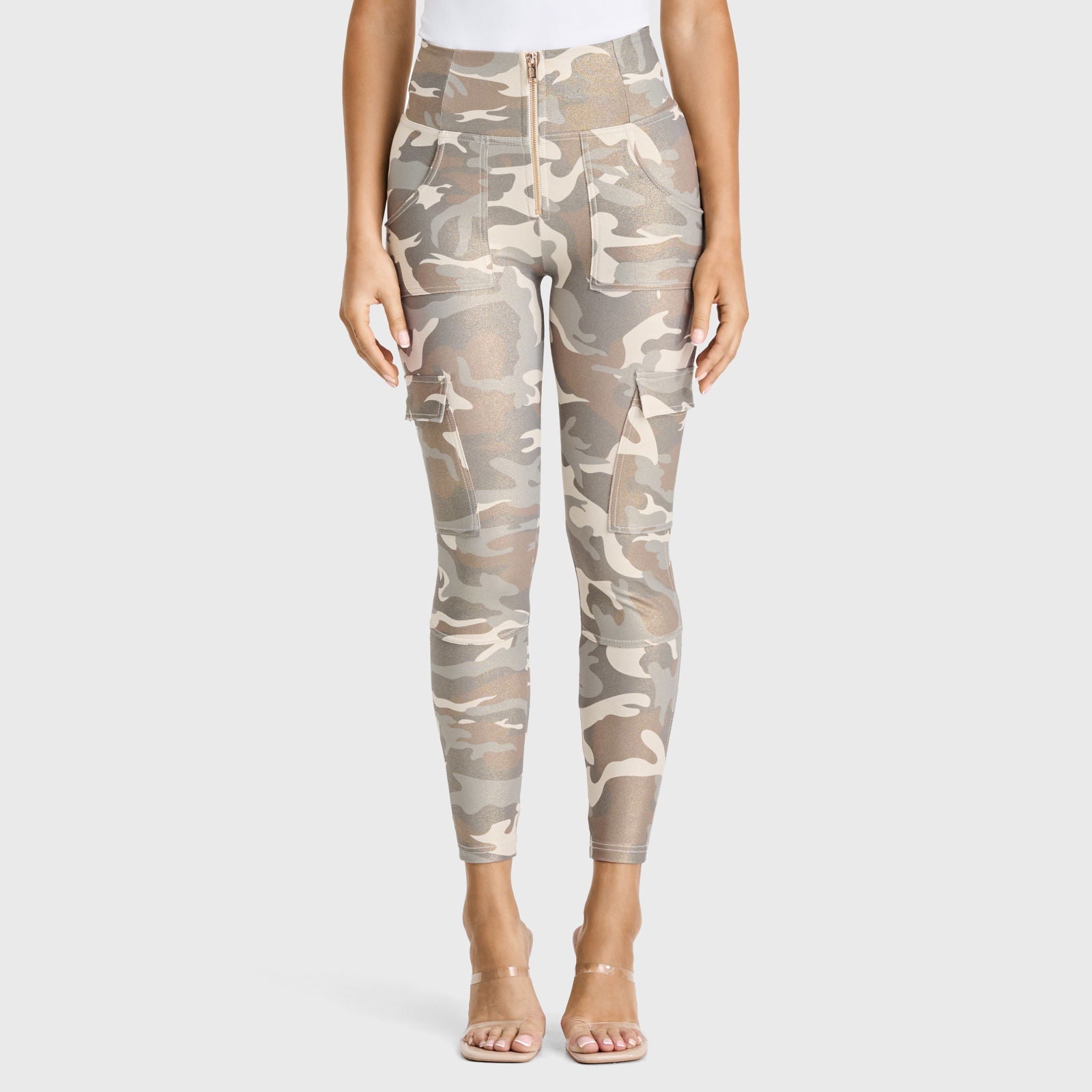 WR.UP® Cargo Fashion - High Waisted - 7/8 Length - Glitter Gold Camo - Freddy USA